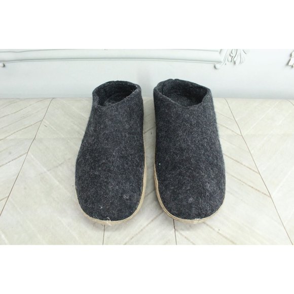 Glerups Charcoal Wool Indoor Leather Sole Slippers Shoe Size 8 - Picture 5 of 8